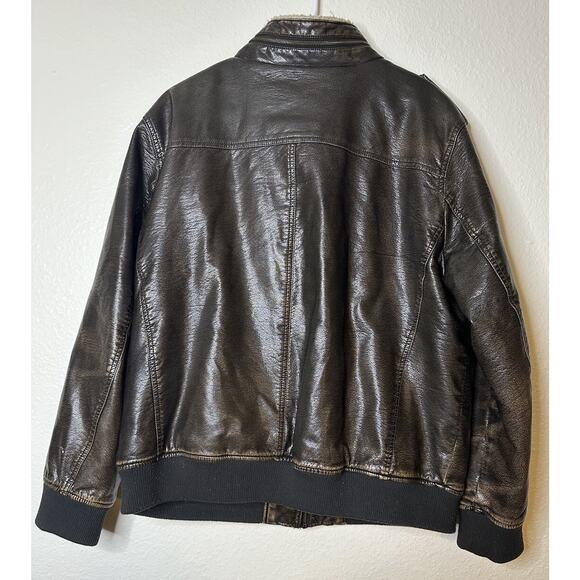 Levi Strauss & Co Brown Feaux Leather Sherpa Lined Zip Up Jacket Men's Size XL - Picture 2 of 12